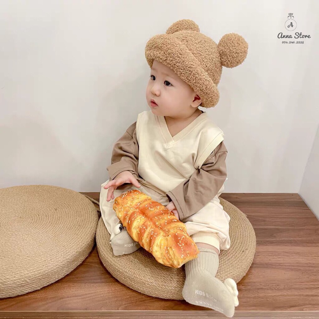 MUP 63 : Mũ len 2 tai cho bé cực cute