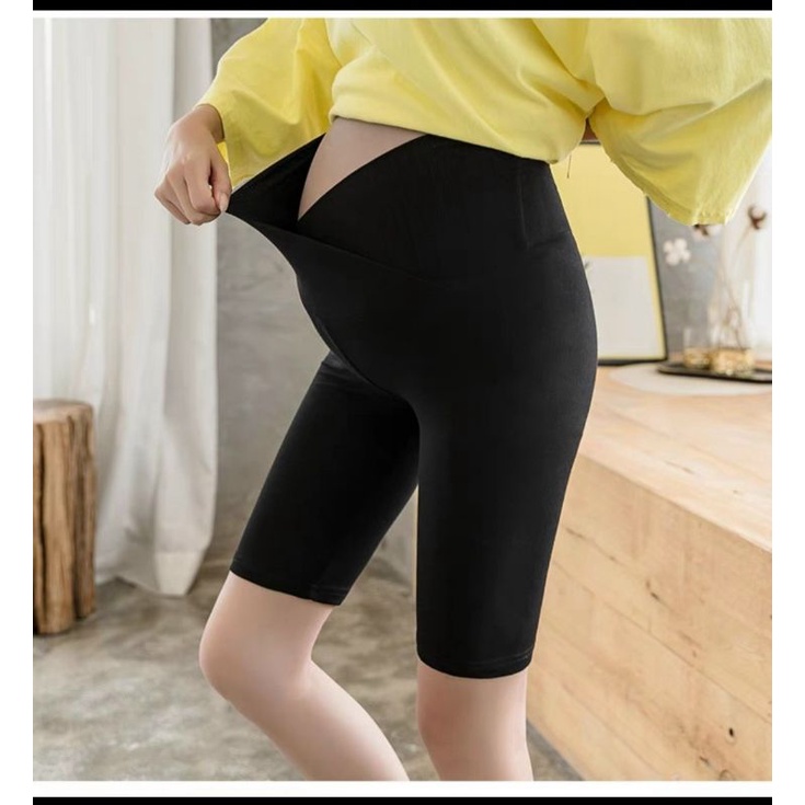 Quần legging bầu dáng ngố trên gối, quần bầu short cạp chéo co giãn 4 chiều QL006 Mom and Baby
