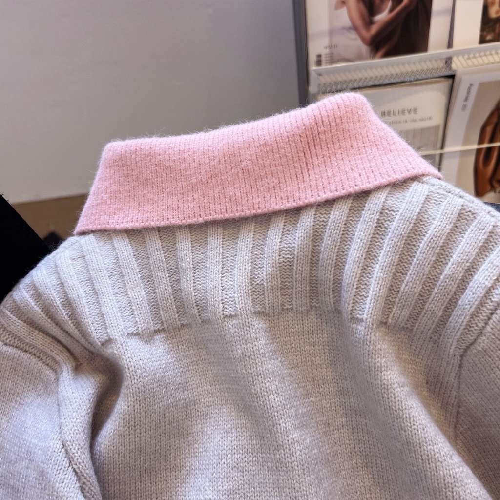 Áo Khoác Cardigan Dệt Kim Màu Sắc Tương Phản Thời Trang Cao Cấp Cho Nữ  tao bao