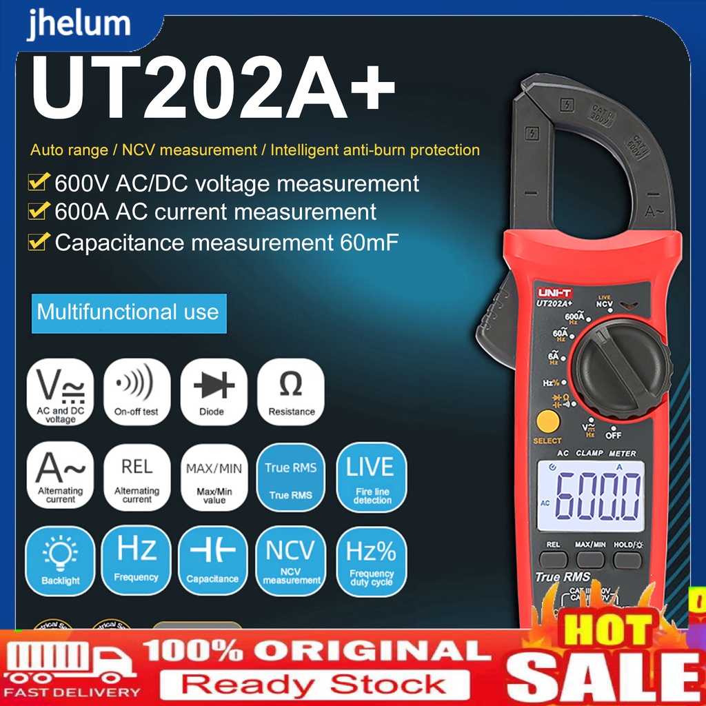 Ampe Kế UNI-T UT202A+ Màn Hình LCD Kỹ Thuật Số Kèm Kẹp Tiện Dụng Cho Thợ Điện