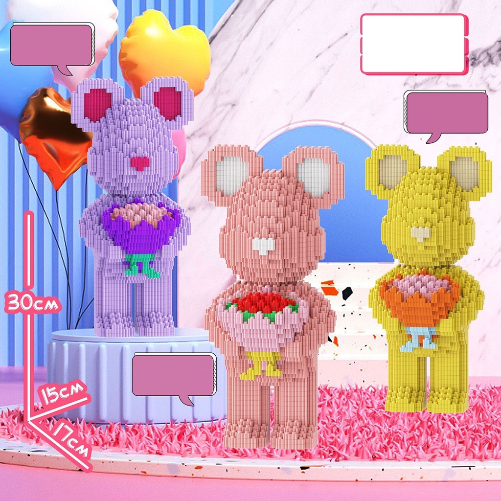 Lego Bearbrick, Lego Kaws Đồ Chơi Lắp Ráp Thông Minh Mô Hình Gấu Bearbrick Cỡ Lớn 30cm Cho Bé Gái annhienstore