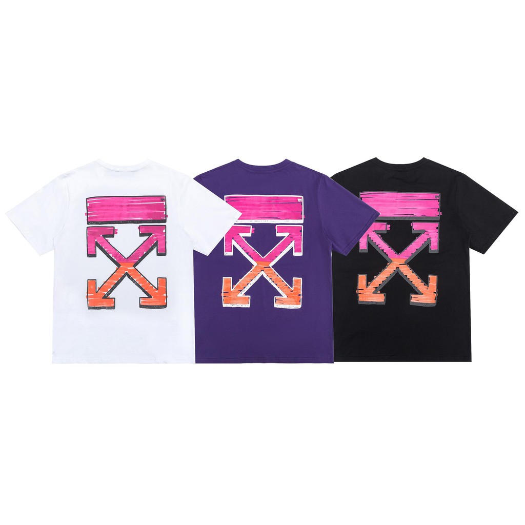 Off-white 2021 spring and summer new OW printing back X marker pink arrow short-sleeved T-shirt