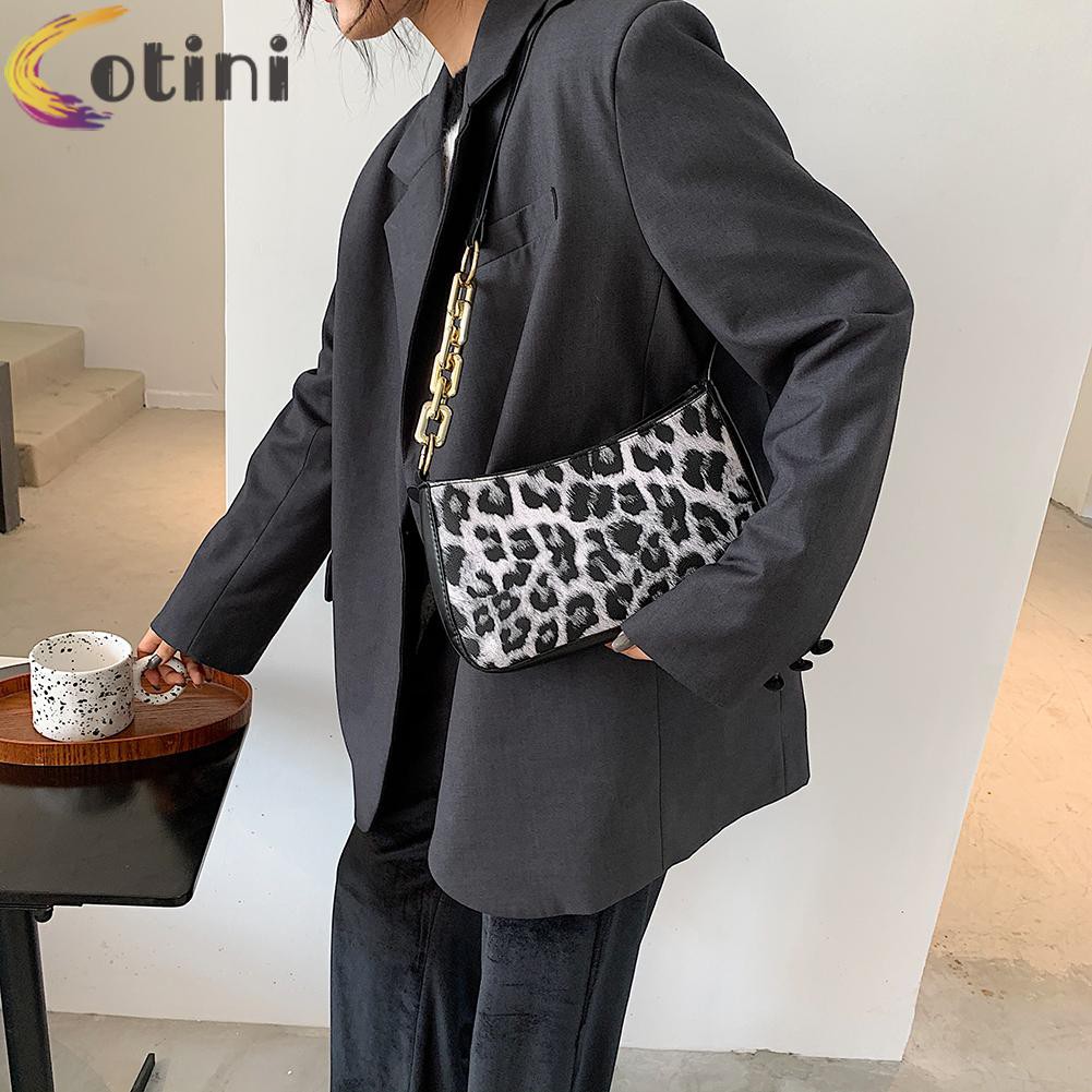 COTINI Retro Leopard Zebra Printed Women Handbag PU Leather Shoulder Underarm Bag