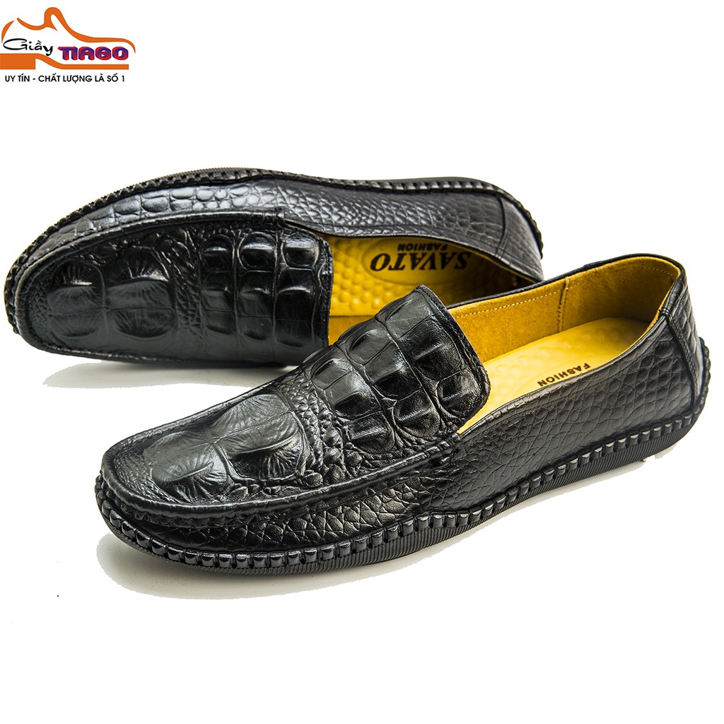 Giày lười giày mọi nam da bò cao cấp, kiểu dáng trẻ trung , dập vân cá sấu , đế khâu 2 lớp siêu bền mới nhất 2021 [cs01]