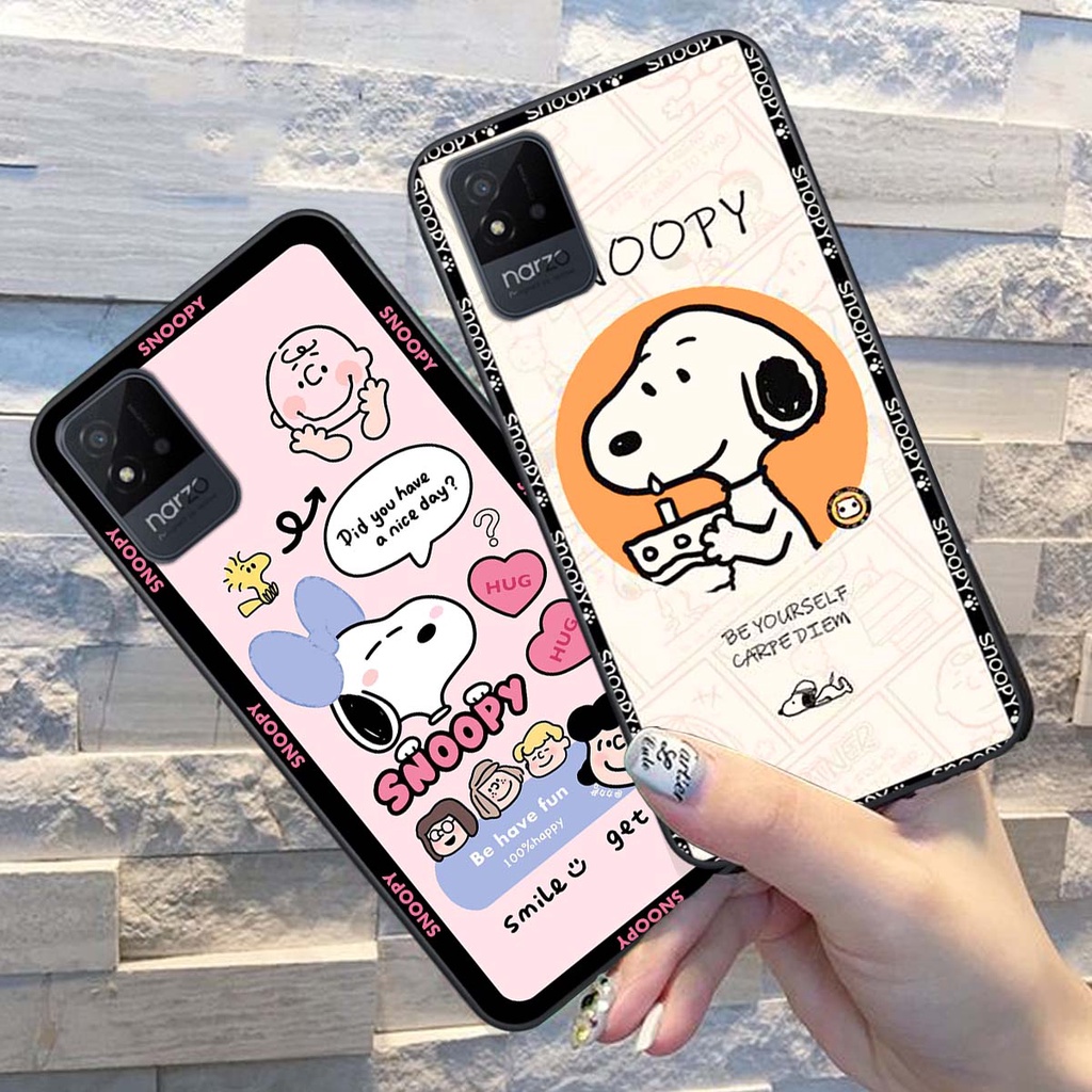Ốp lưng điện thoại NARZO 50I in hình  chú cún Snoopy, ốp kẻ ô vuông. Ốp lưng chất lượng cao.