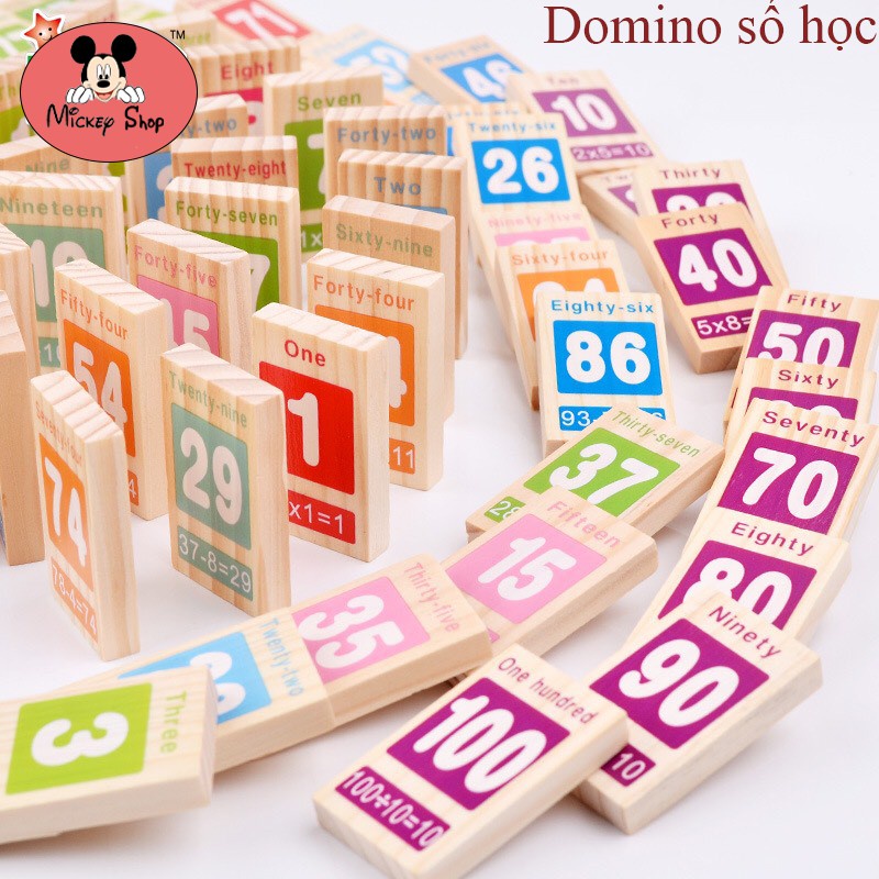 [Mã LIFE20KALL giảm 10% đơn 50K] Bộ Domino Gỗ 100 Số Học Kèm Toán Và Tiếng Anh