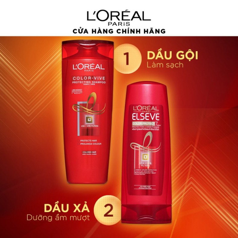 Bộ dầu gội 330ml, dầu xả 325ml chăm sóc tóc nhuộm L'Oreal Paris Elseve Color Protect