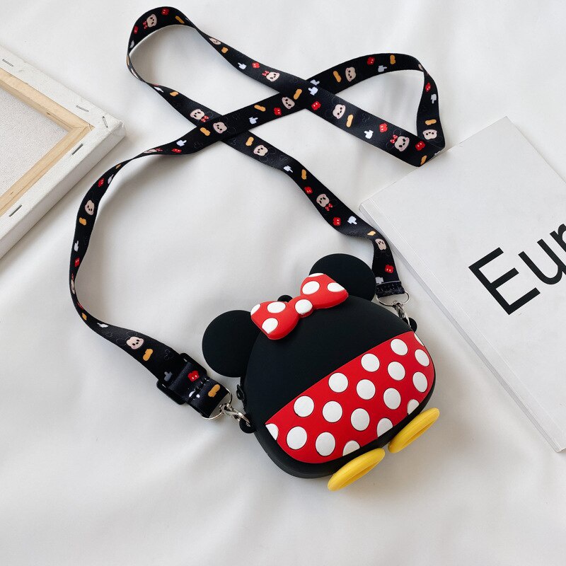 DISNEY Balo đi học bằng silicon chống thấm nước in hình chuột Mickey Minnie dễ thương cho bé gái