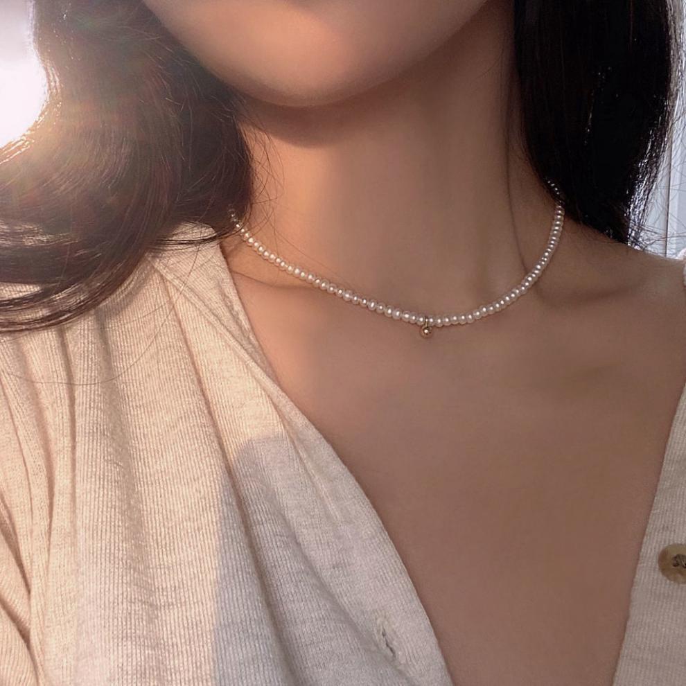Dây chuyền ngọc trai dáng ngắn nhẹ nhàng đơn giản sang trọng cổ điển phù hợp với mọi phong cách cho nữ