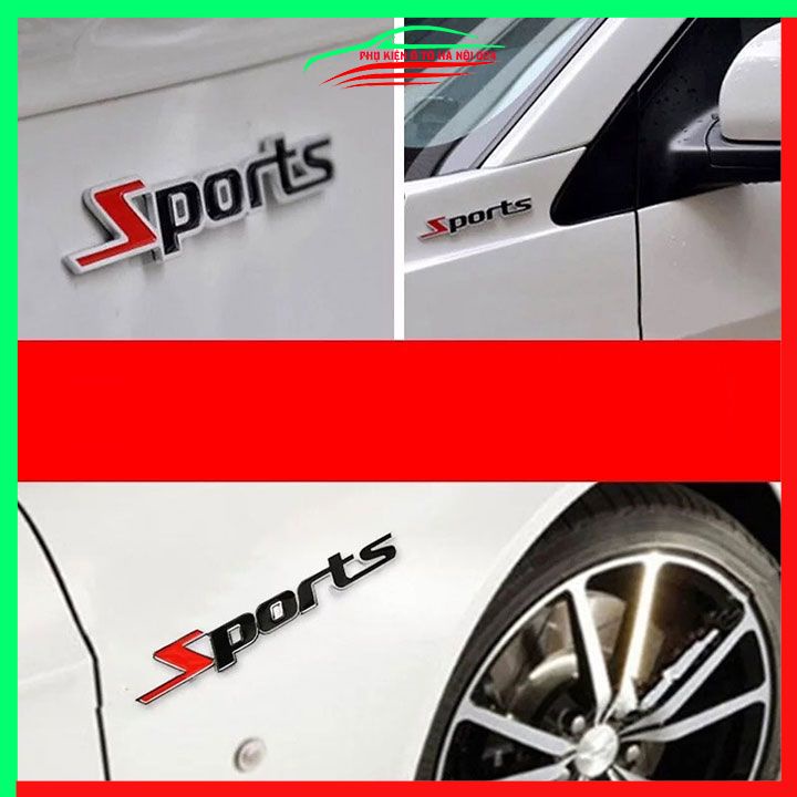 Logo chữ nổi SPORT màu đen hiệu ứng 3D dùng dán đuôi xe ô tô