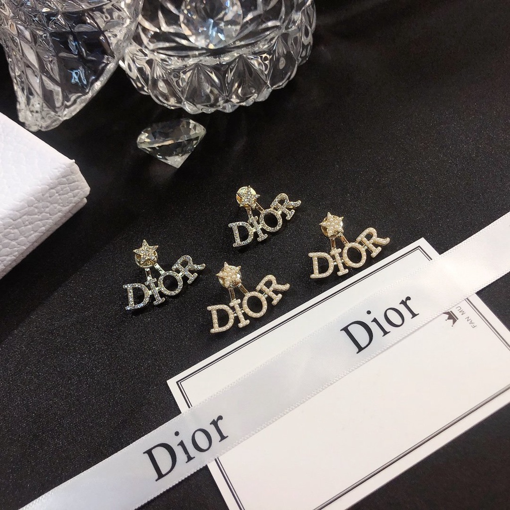 Khuyên Tai Tròn Khắc Chữ Dior Bằng Thép Titanium Thời Trang Cho Nữ