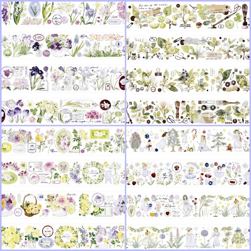 5 mẫu băng dính PET tape hoạ tiết hoa cổ điển nhà WILDBERRY.LAB