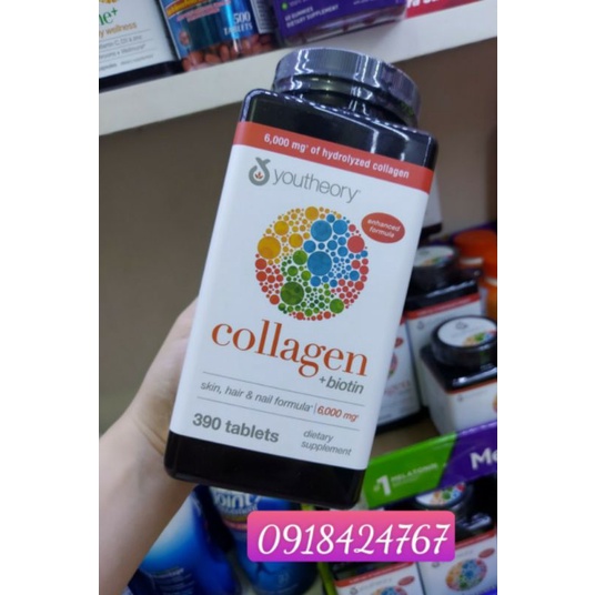 Viên uống bổ xung colagen mỹ youtheory , colagen 390 viên/290 viên