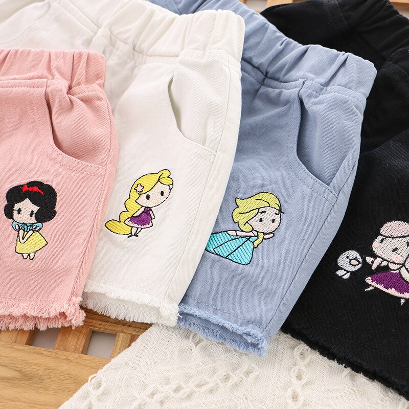 Quần Short Cotton Thêu Họa Tiết Hoạt Hình Xinh Xắn Theo Phong Cách Mùa Hè Dành Cho Bé 4-9 Tuổi