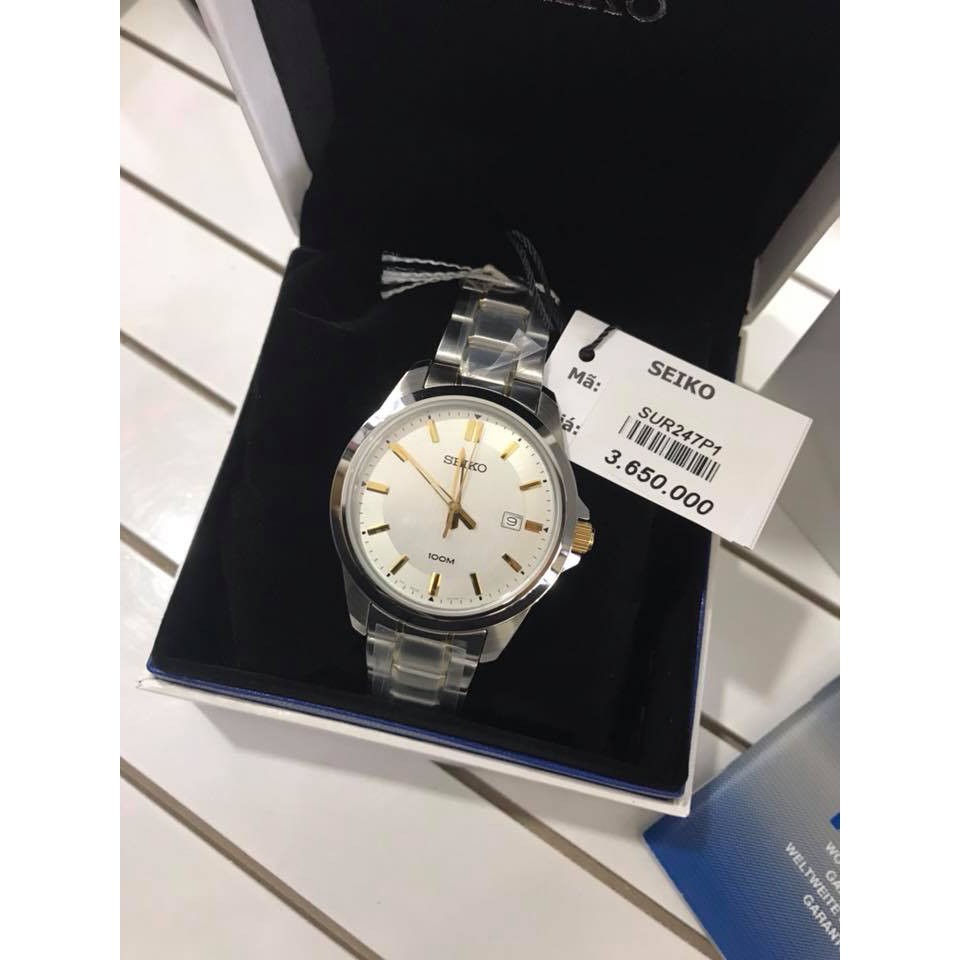 Đồng hồ nam Seiko SUR247P1 Chính Hãng Nhật Bản - Mạ Vàng Đờ mi - Dây Thép Không Rỉ -  Bảo Hành 5 Năm