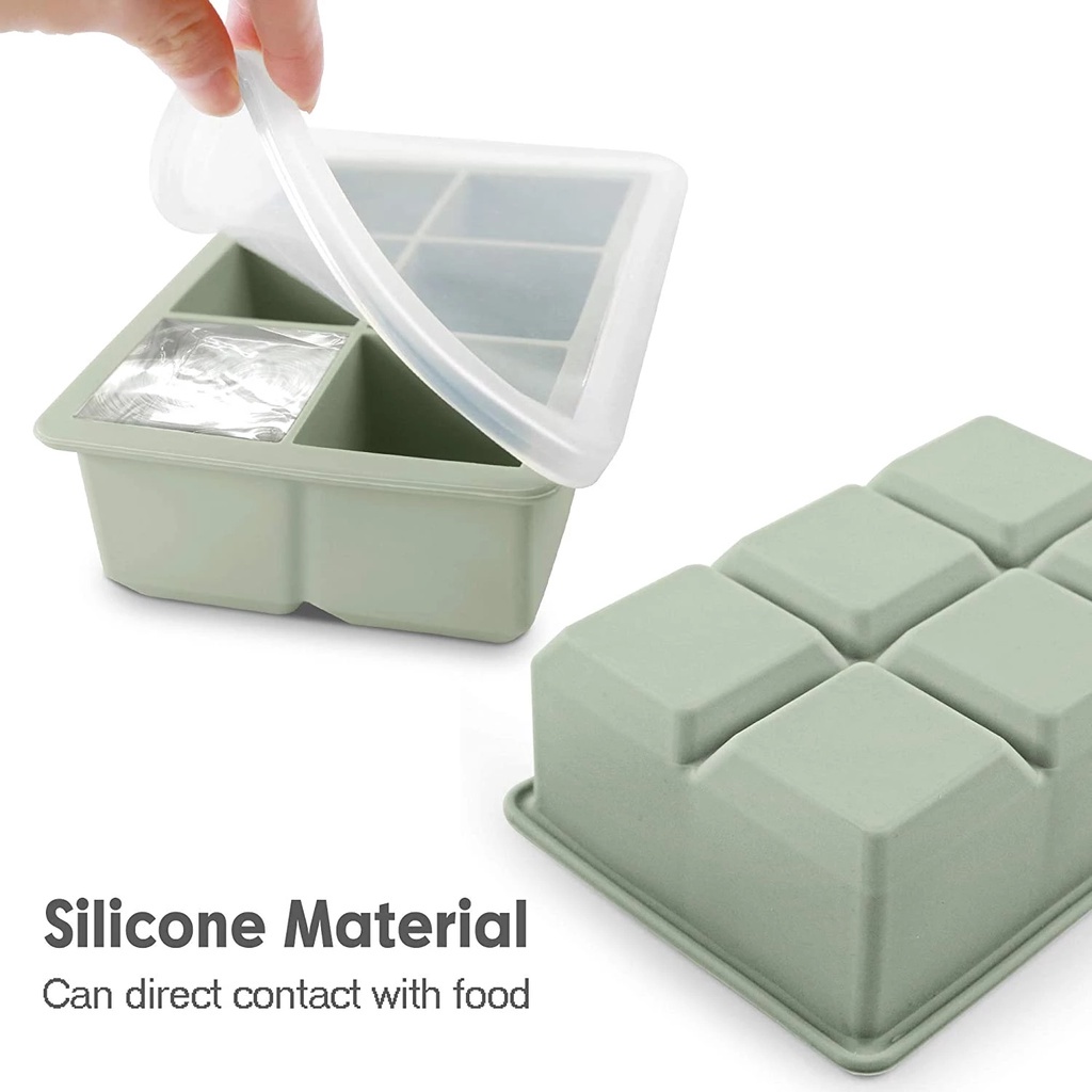 Khuôn Làm Đá Viên 6 / 15 Ngăn Bằng Silicon Dẻo Có Nắp Đậy Tiện Dụng Cho Nhà Bếp