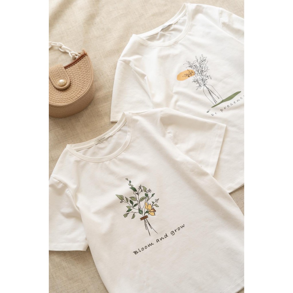 [Mã SKAMA06 giảm 8% tối đa 50K đơn 250K] Áo Thun In Hình Dáng Ngắn[Madelen]