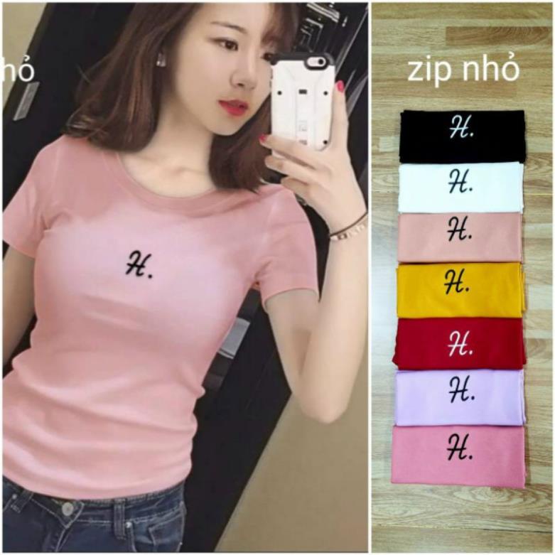 Áo Phông Ôm In Chữ H Có Size Đại Thiết Kế Cổ Tròn Tay Ngắn Chất Thun Cotton Co Giãn Ôm Dáng Body Nhiều Màu Sắc !