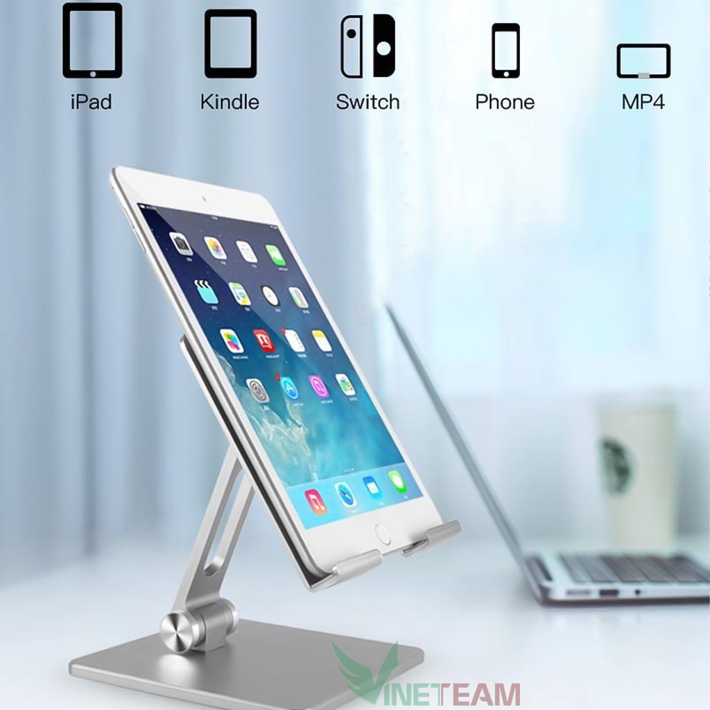 Giá Đỡ Kệ Ipad Điện Thoại Máy Tính Bảng Gấp Gọn VINETTEAM - Chống trượt,chống xước hợp kim nhôm cao cấp -4716