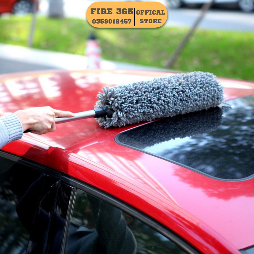 Chổi Rửa Xe Ô Tô Sợi Mềm - Chổi Lau Xe Ô Tô, Điều Chỉnh Được Độ Dài, Cán Chổi Kim Loại, Dọn Nội Thất Tiện Dụng