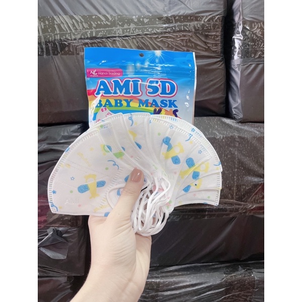 Sỉ 10 hộp khẩu trang 5D trẻ em Ami  cho bé từ 1-5 tuổi hàng chính hãng