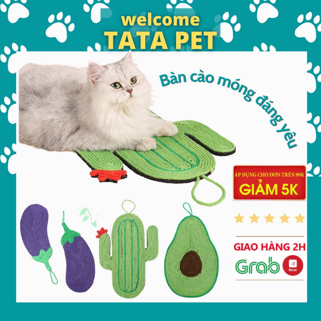 Bàn cào móng cho mèo 𝑭𝑹𝑬𝑬𝑺𝑯𝑰𝑷  bằng dây thừng đáng yêu màu xanh - bàn cào móng có dây treo TATAPET