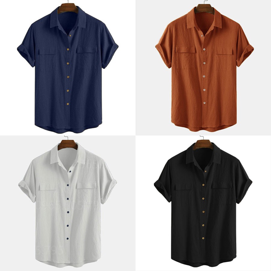 Áo Sơ Mi Nam Ngắn Tay Chất Đũi Linen Cao Cấp Mặc Mát Kiểu Dáng Trẻ Trung AD01