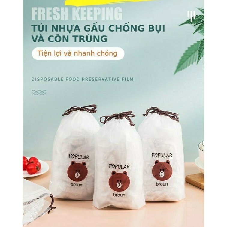 Màng bọc thực phẩm co giãn siêu dai có chun hình gấu, mũ tắm đội chụp đầu trùm ủ tóc