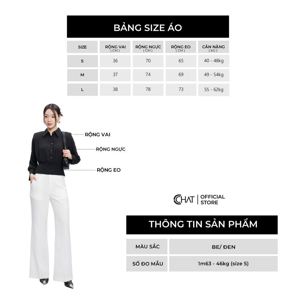 Áo Kiểu Nữ 𝐂𝐂𝐇𝐀𝐓 Dáng Croptop Cạp Dập Ly Chất Chiffon Cao Cấp Mềm Mịn 53ADH2006GT
