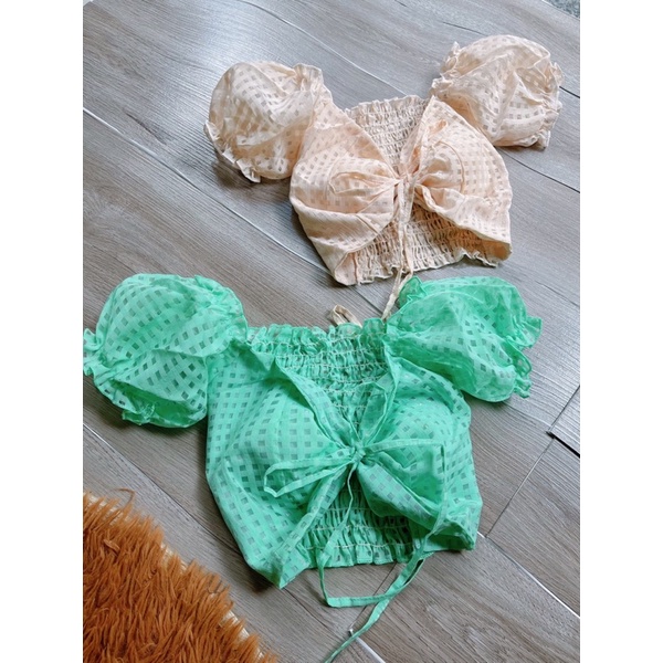 KHO SỈ BOHOME- Áo kiểu tay phồng cột nơ