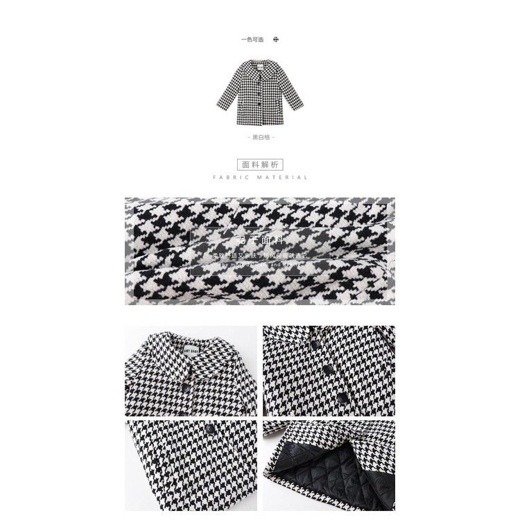 Áo khoác len cotton dày dáng dài phong cách xuân thu thời trang xinh xắn cho bé gái