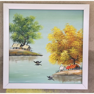 Tranh sơn dầu 35x35cm đã bao gồm khung