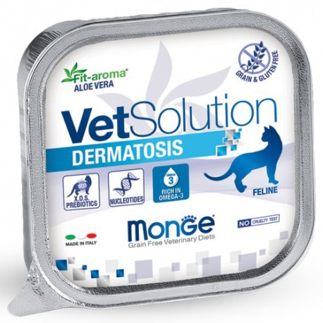 Pate Monge VetSolution Dermatosis hỗ trợ điều trị viêm da và rụng lông cho mèo 100g