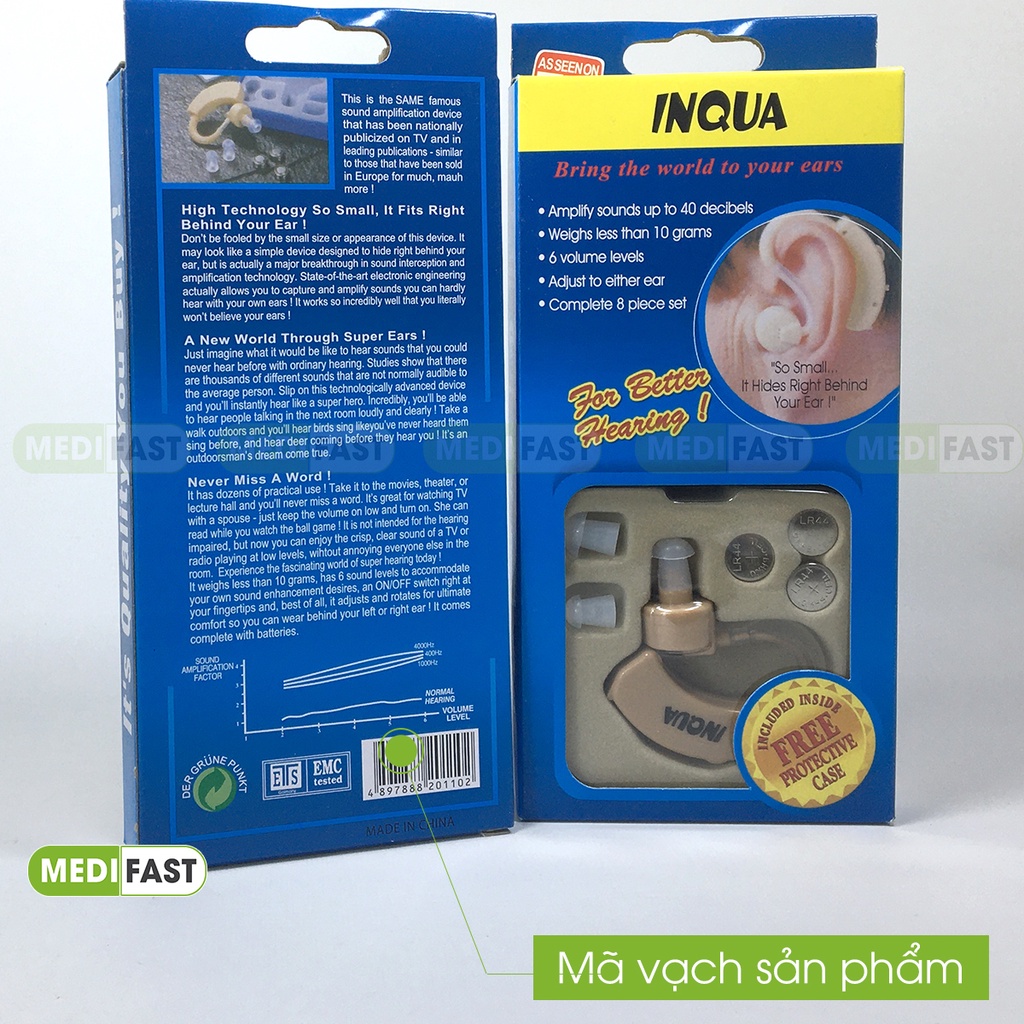 Máy trợ thính Maxola và Inqua không dây, tai nghe siêu nhỏ cho người già sạc pin, lọc tiếng ồn