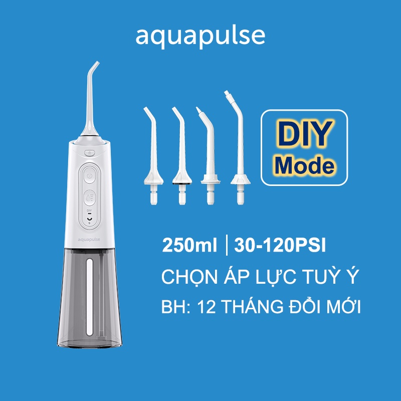 Máy tăm nước Aquapulse A600, chế độ DIY mode 30-120PSI, 250ml, bảo hành 12 tháng đổi mới