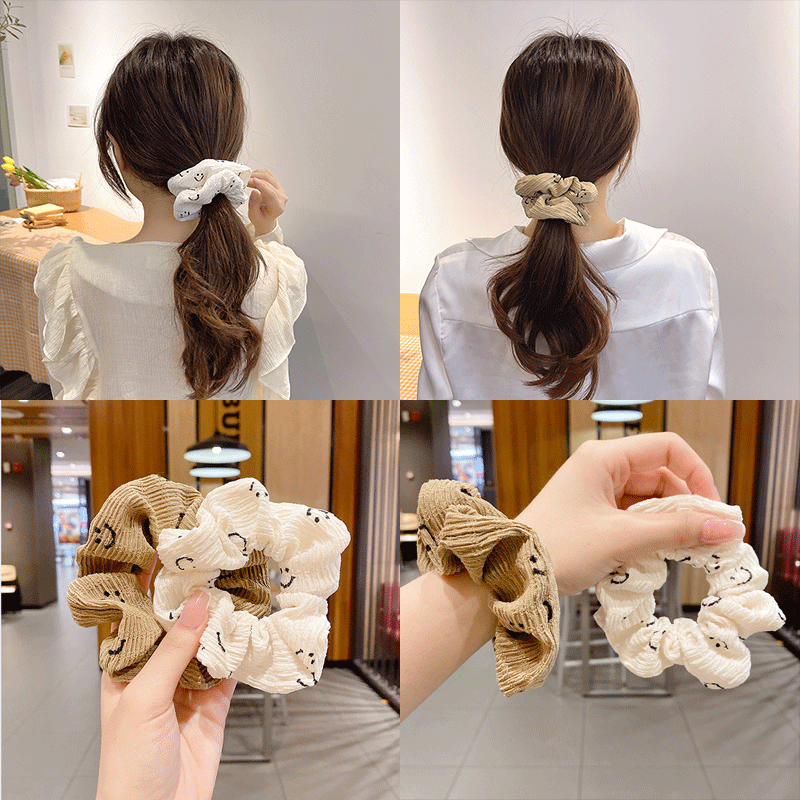 Dây Buộc Tóc Cỡ Lớn In Hình Mặt Cười Phong Cách Hàn Quốc Đơn Giản Thời Trang Mùa Hè Mới