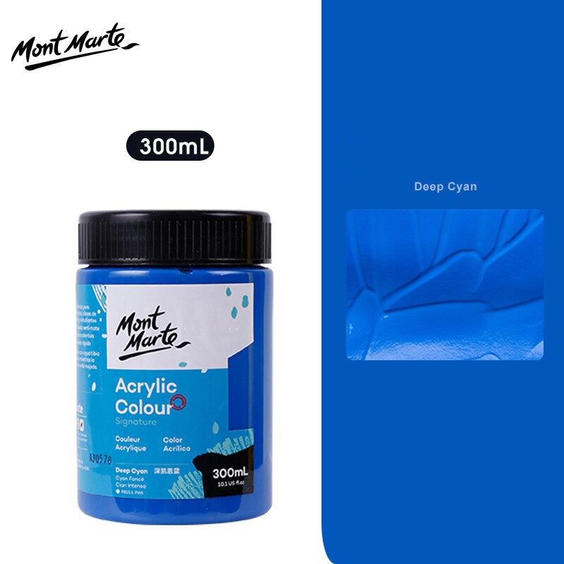 Màu Acrylic Mont Marte 300ml - Deep Cyan - Acrylic Colour Paint Signature 300ml (10.1oz) - MSCH3060