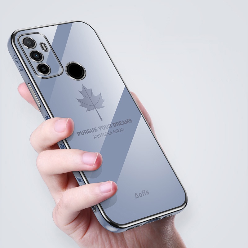 Ốp Điện Thoại Mềm Họa Tiết Lá Phong Mạ Màu Cho OPPO A5 A3S A12E A7 A5S A12 A8 A31 A9 A5 A15 A15S A35 A32 A53 A92 A52 A72