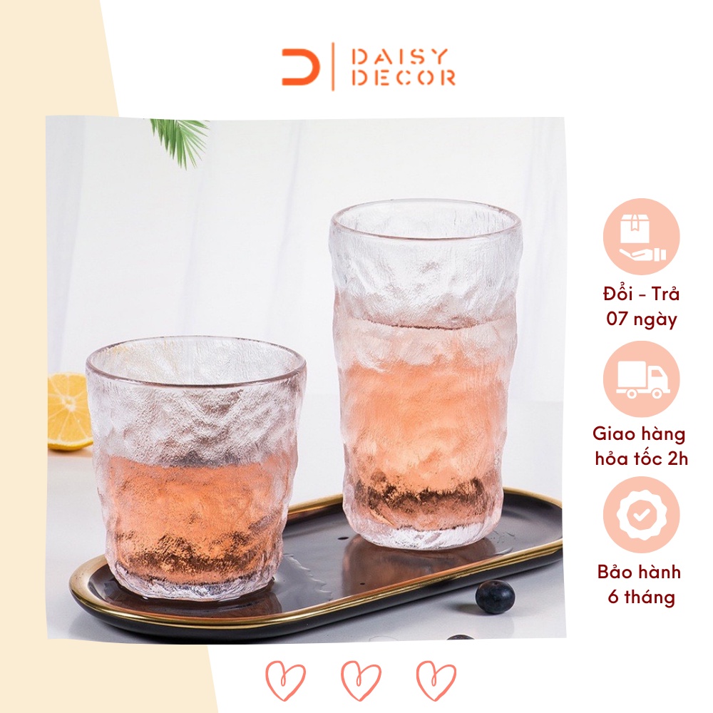 Ly thủy tinh cao cấp Daisy Decor họa tiết vân mờ sóng nước dầy dặn chịu nhiệt 2 kích thước lựa chọn