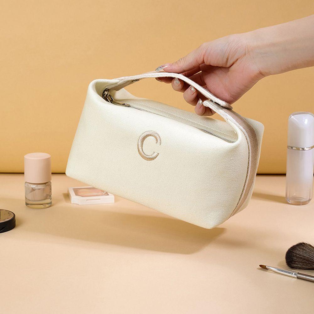 Túi Đựng Mỹ Phẩm Cầm Tay Sức Chứa Lớn In Chữ Thanh Lịch Cho Nữ