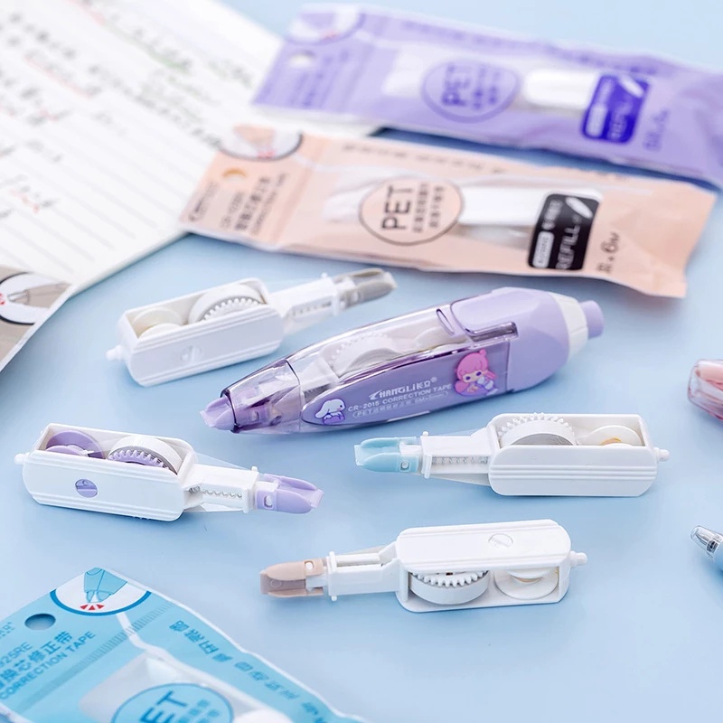 Bút Xóa Kéo / Chỉnh Sửa Dạng Tấm Phim PET Trong Suốt Họa Tiết Hoạt Hình Dễ Thương Nhỏ Gọn Tiện Lợi Dành Cho Học Sinh