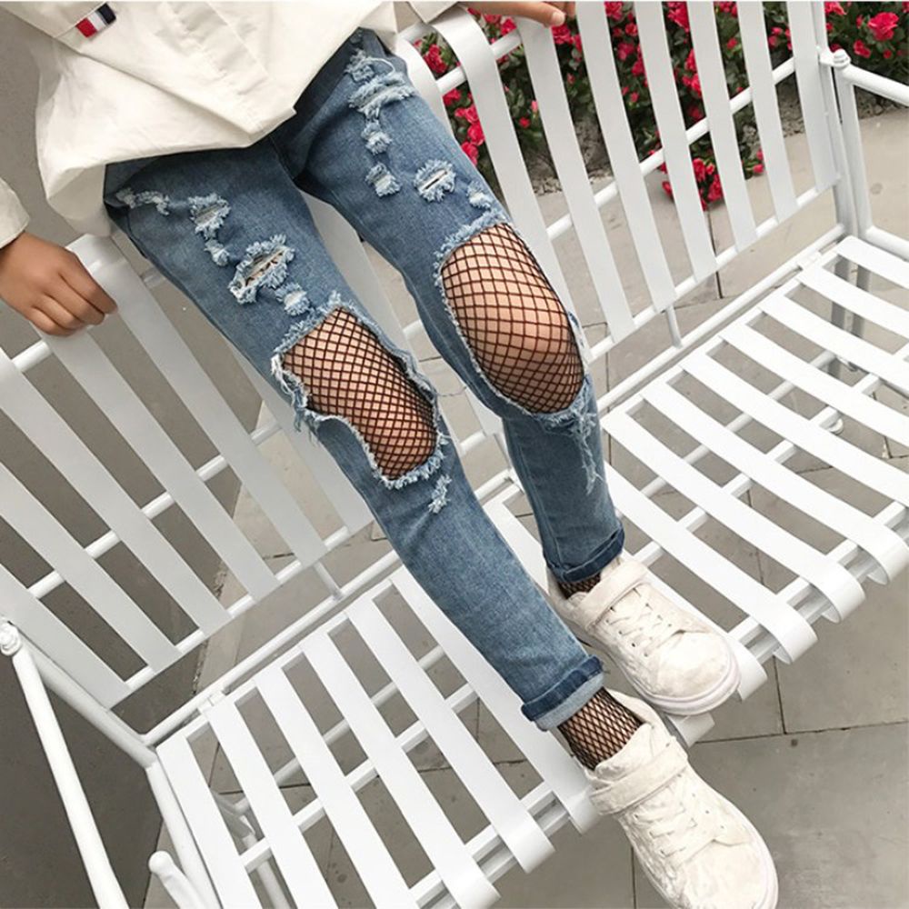 YIYU Quần tất lưới màu đen thời trang cho bé gái 1 tuổi