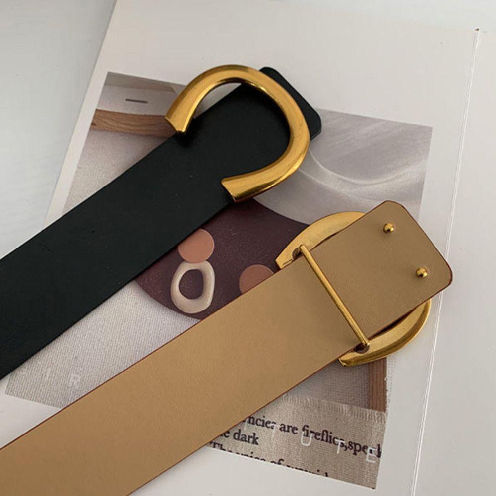 Thắt Lưng Da Pu Màu Trơn Khóa Chữ C Cá Tính Thời Trang
