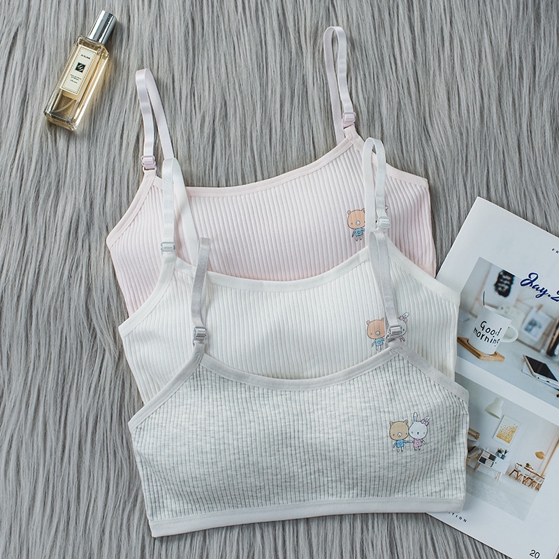 Áo bra ống LOCO FISH vải cotton họa tiết hoạt hình dễ thương cho bé gái tuổi dậy thì
