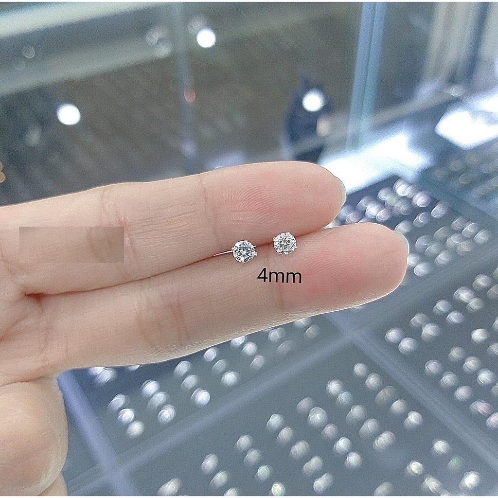 Bông tai bạc nữ,khuyên tai nụ đính đá sang chảnh nhiều size cho chị e lựa chọn-Bạc Ngọc Anh