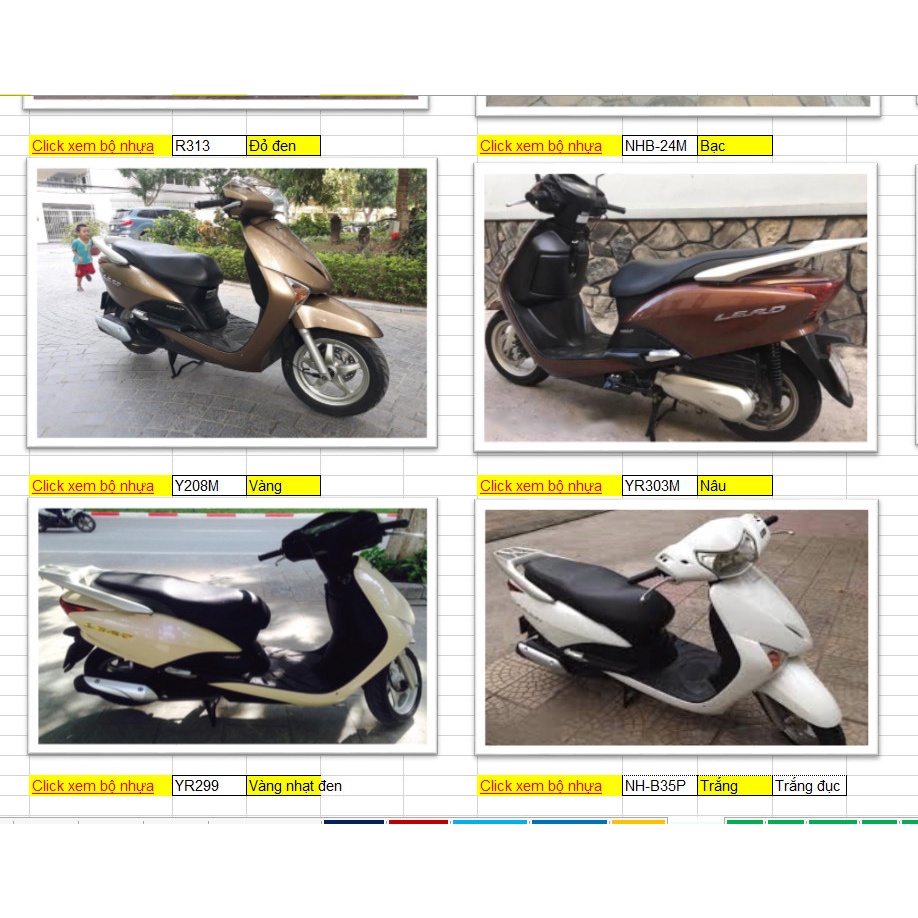 DÀN ÁO LEAD 110 FULL BÓNG NHÁM 26 MÓN ĐẦY ĐỦ CÓ TEM ZIN CHÍNH HÃNG HONDA