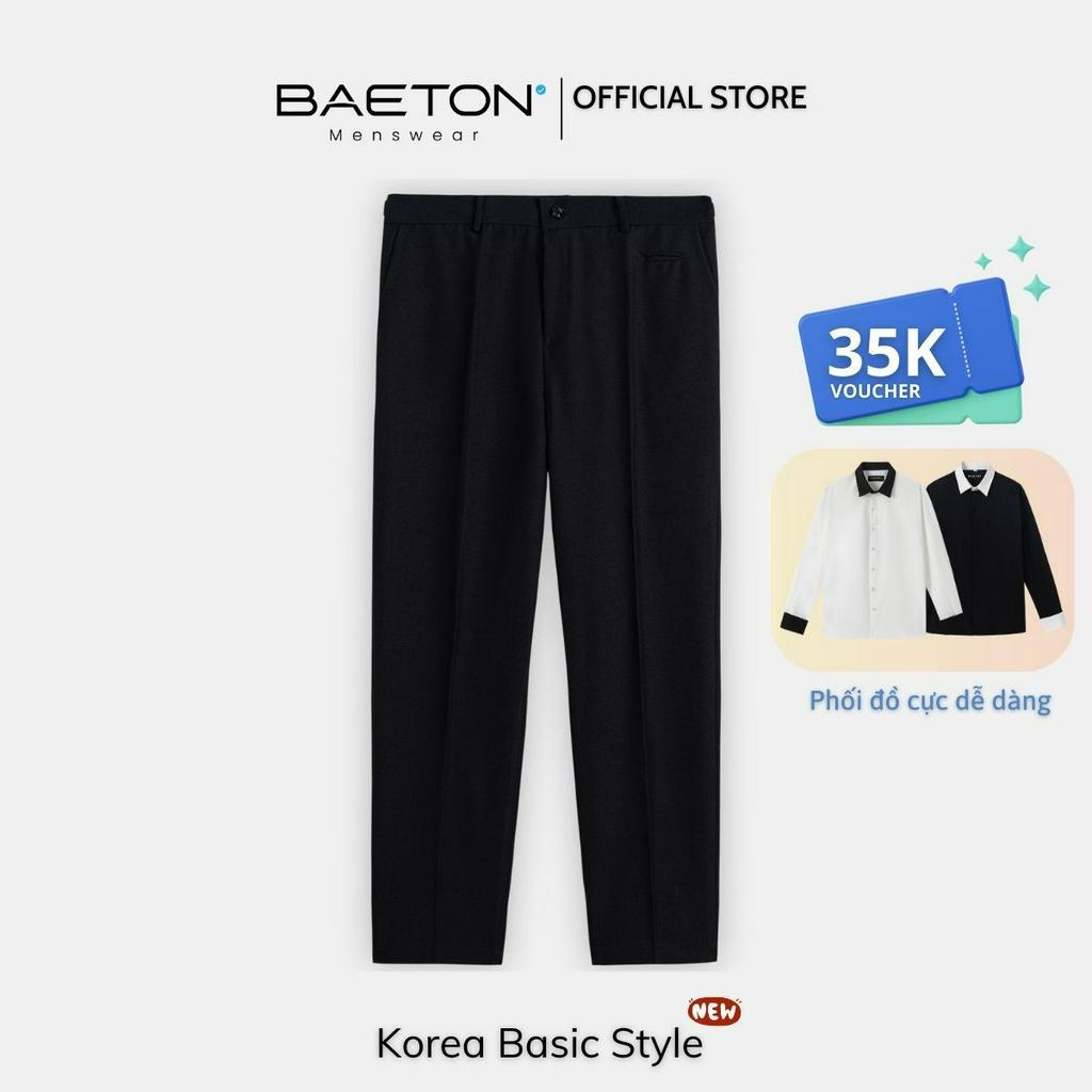 Quần ống suông nam đen cao cấp cạp chun nửa vòng, chất liệu dày dặn thương hiệu BAETON - D01