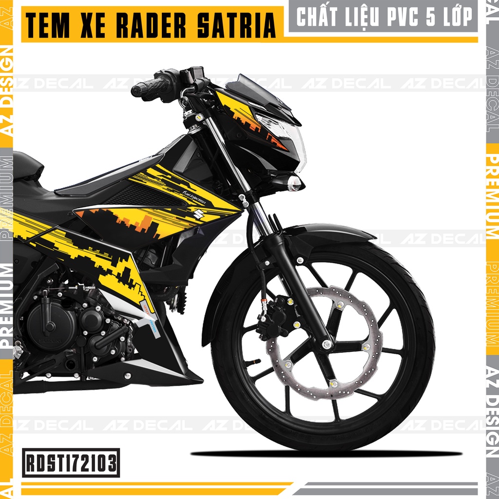Tem Rời Xe Suzuki Raider - Satria Mẫu City | RDST172103 | Decal Chế Chất Liệu PVC Chống Nước, Dễ Dán Tại Nhà