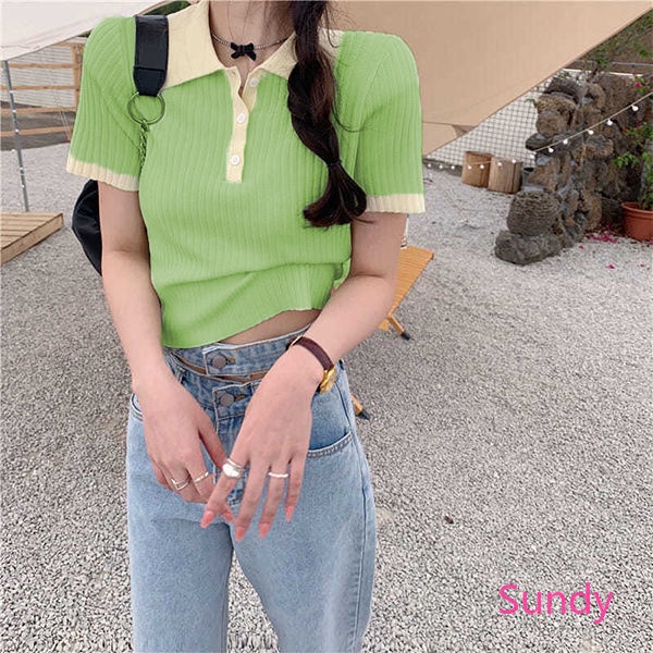 Áo Sơ Mi Kẻ Sọc Cổ Polo Thời Trang Mùa Hè Dành Cho Nữ