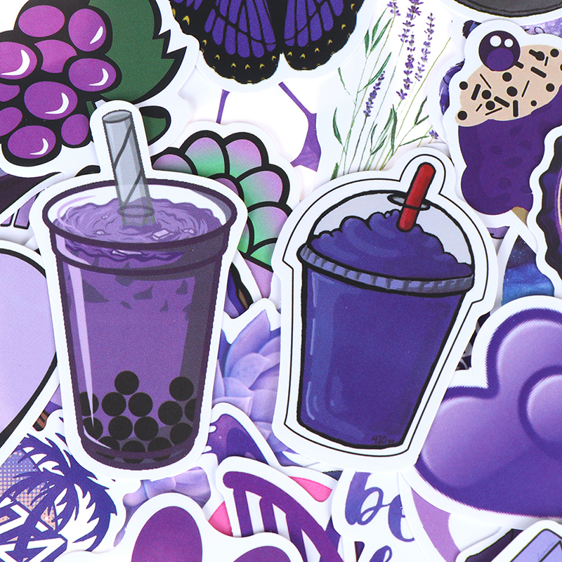 Set 50 miếng dán trang trí đa năng màu tím hoạt hình